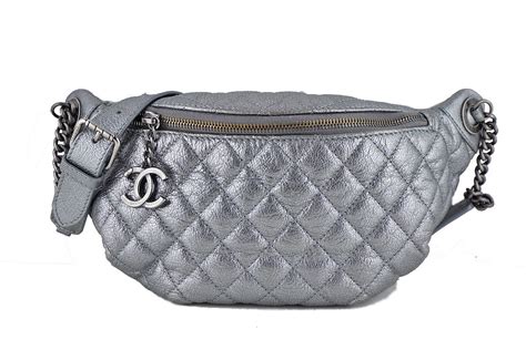 chanel quilted silver box bag|Chanel waist bag vintage.